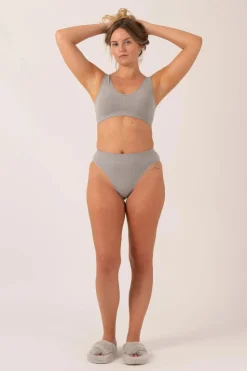 Grey Rib Seam Free - High Waist Bikini Briefs
