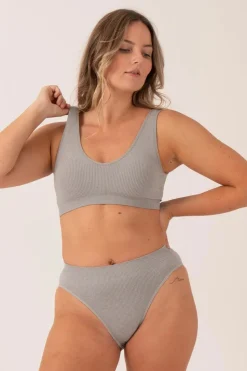 Grey Rib Seam Free - Plunge Bralette