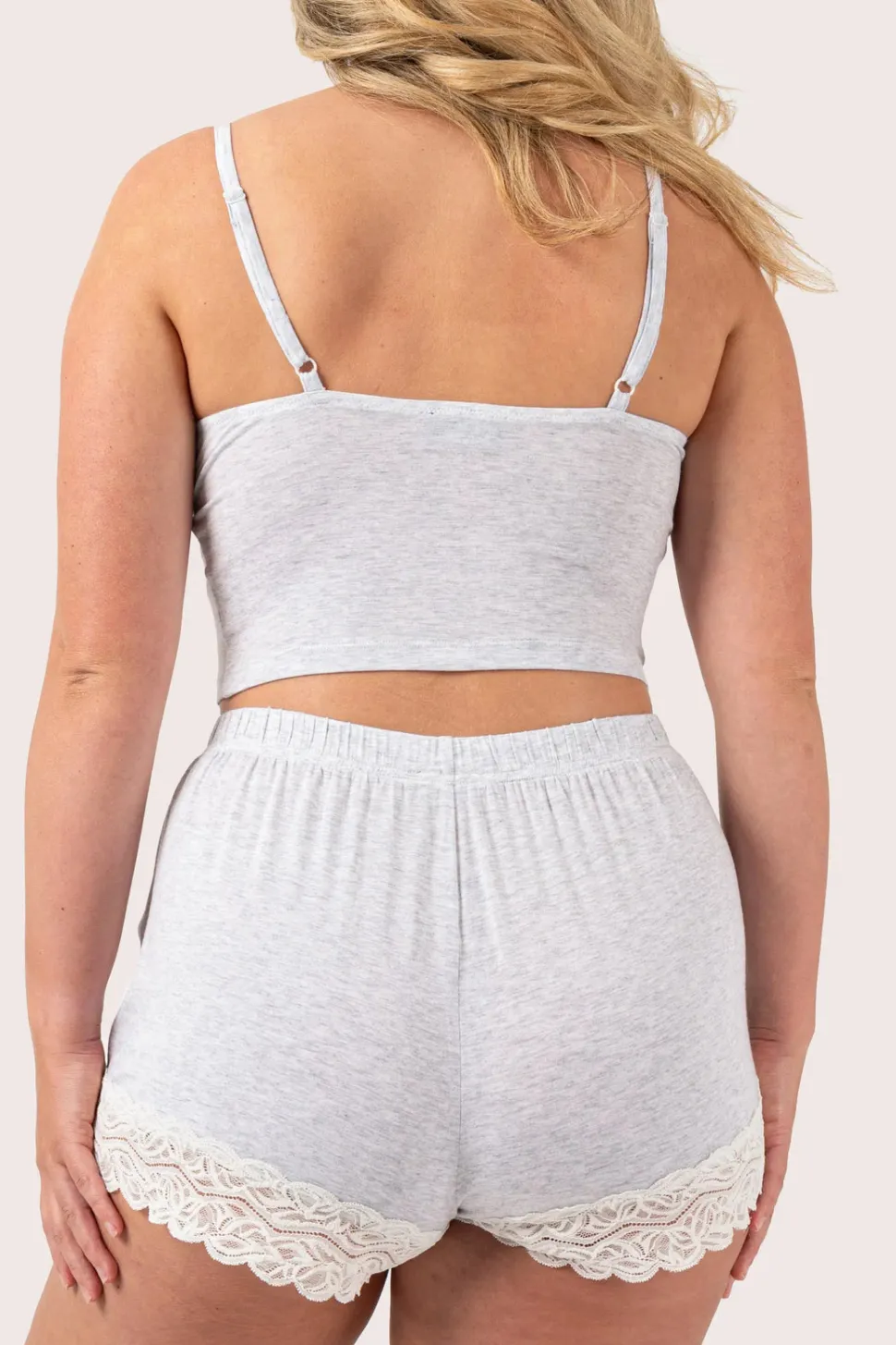 Light Grey Modal - Lace Trim Short