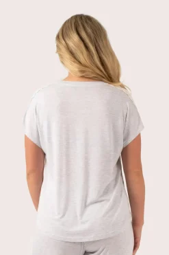 Light Grey Modal - Lace Trim T-Shirt