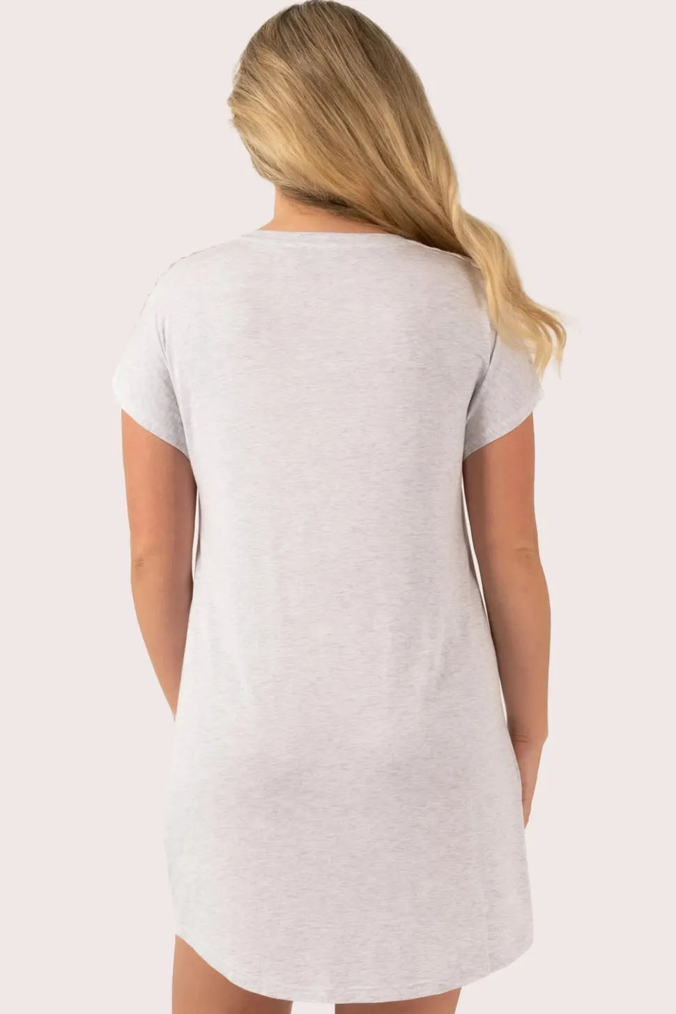 Light Grey Modal - Lace Trim T-Shirt Nightie