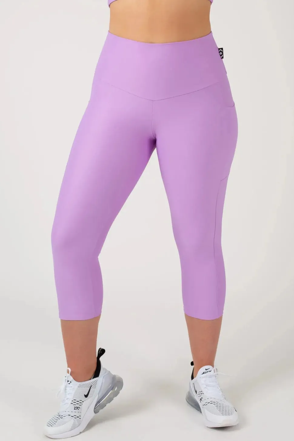Lilac Performance - Panel Pocket High Waisted Capri Leggings