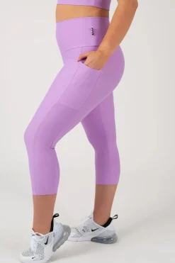 Lilac Performance - Panel Pocket High Waisted Capri Leggings