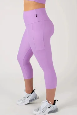 Lilac Performance - Panel Pocket High Waisted Capri Leggings