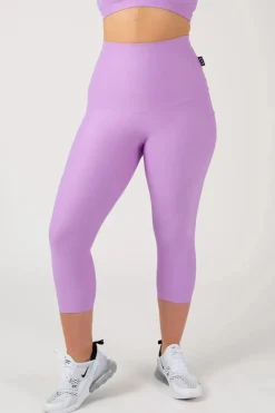 Lilac Performance - Panel Pocket Extra High Waisted Capri Leggings