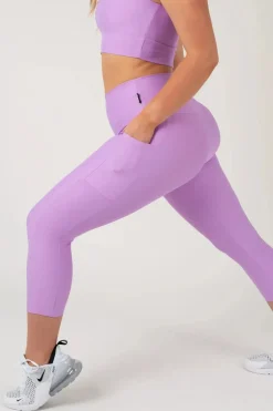 Lilac Performance - Panel Pocket High Waisted Capri Leggings