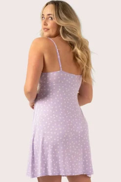 Lilac Spot Modal - Lace Trim Slip Nightie