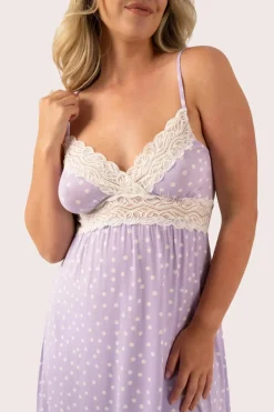 Lilac Spot Modal - Lace Trim Slip Nightie