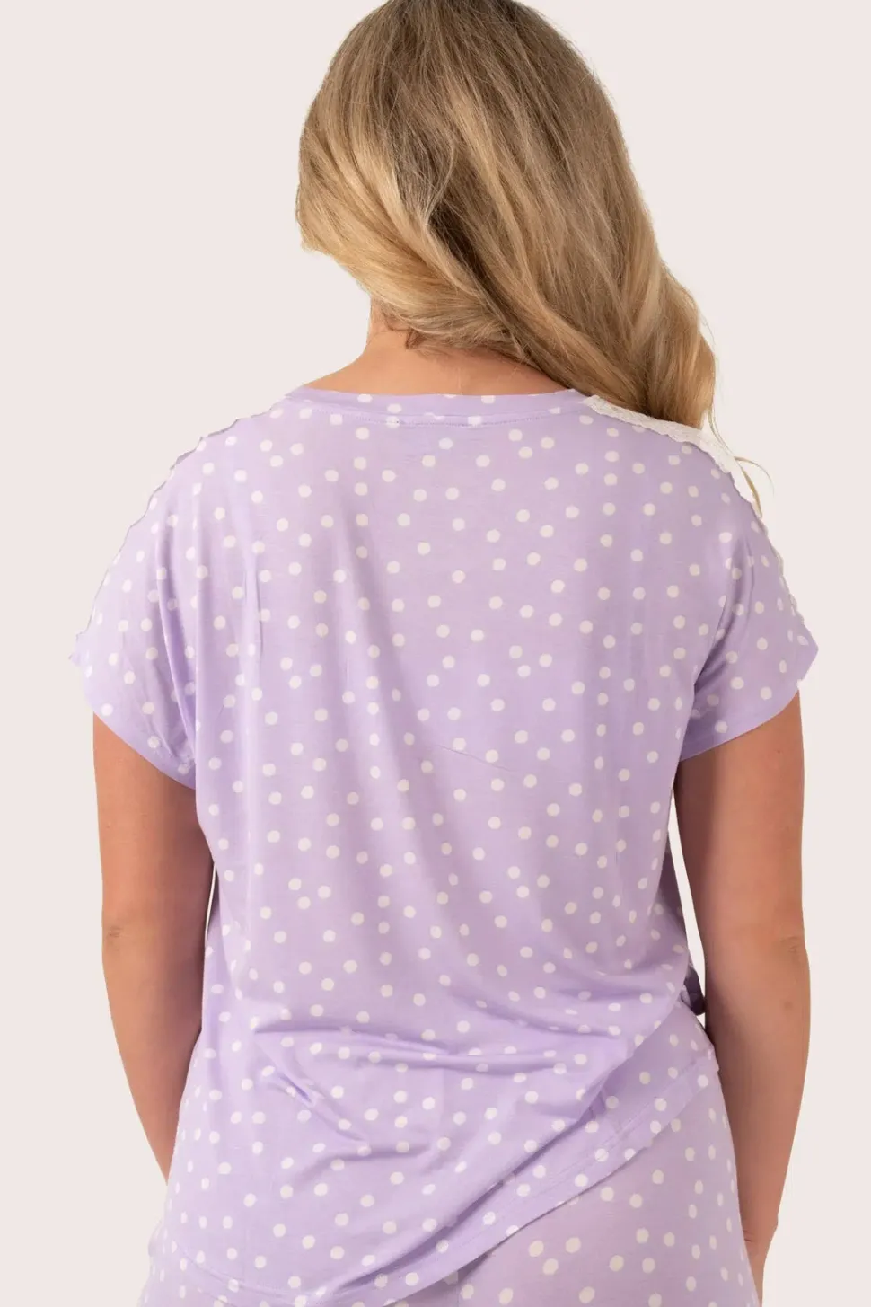 Lilac Spot Modal - Lace Trim T-Shirt