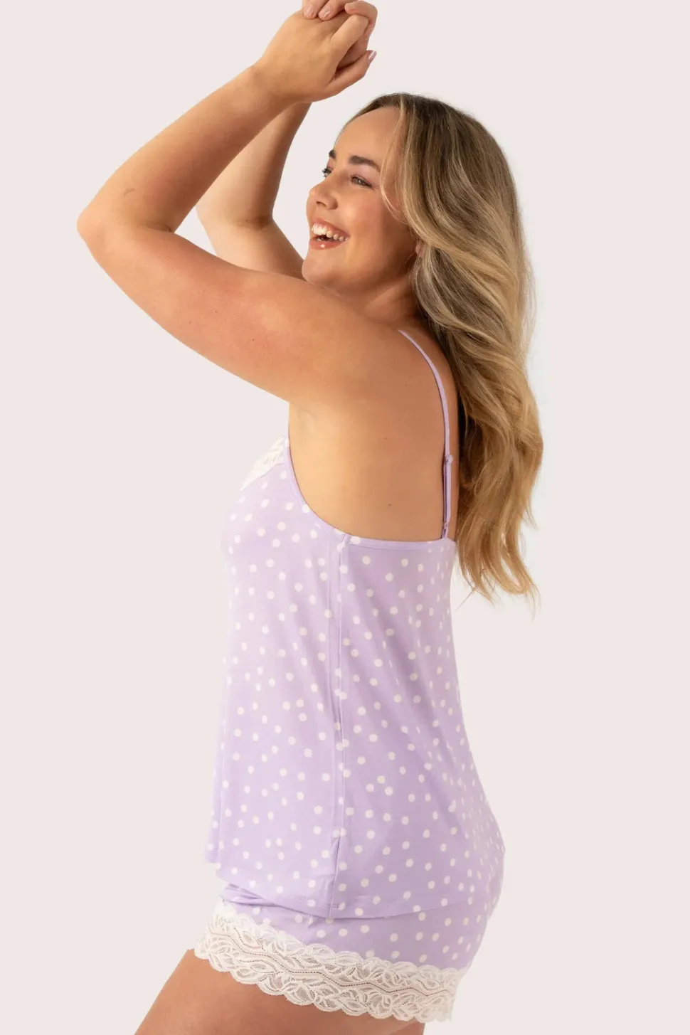 Lilac Spot Modal - Lace Trim Cami