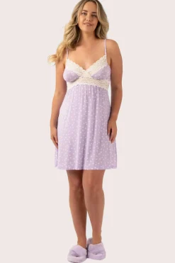 Lilac Spot Modal - Lace Trim Slip Nightie