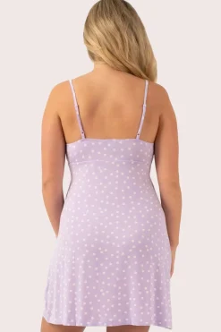 Lilac Spot Modal - Lace Trim Slip Nightie