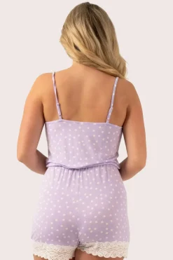 Lilac Spot Modal - Lace Trim Playsuit