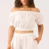 Linen Blend Pull On Short - White