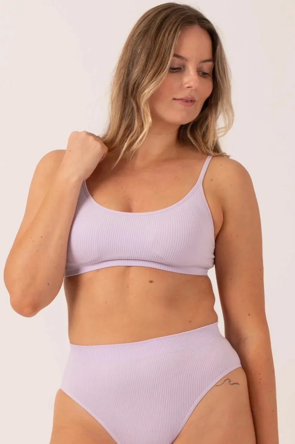 Pastel Lilac Rib Seam Free - Strappy Bralette