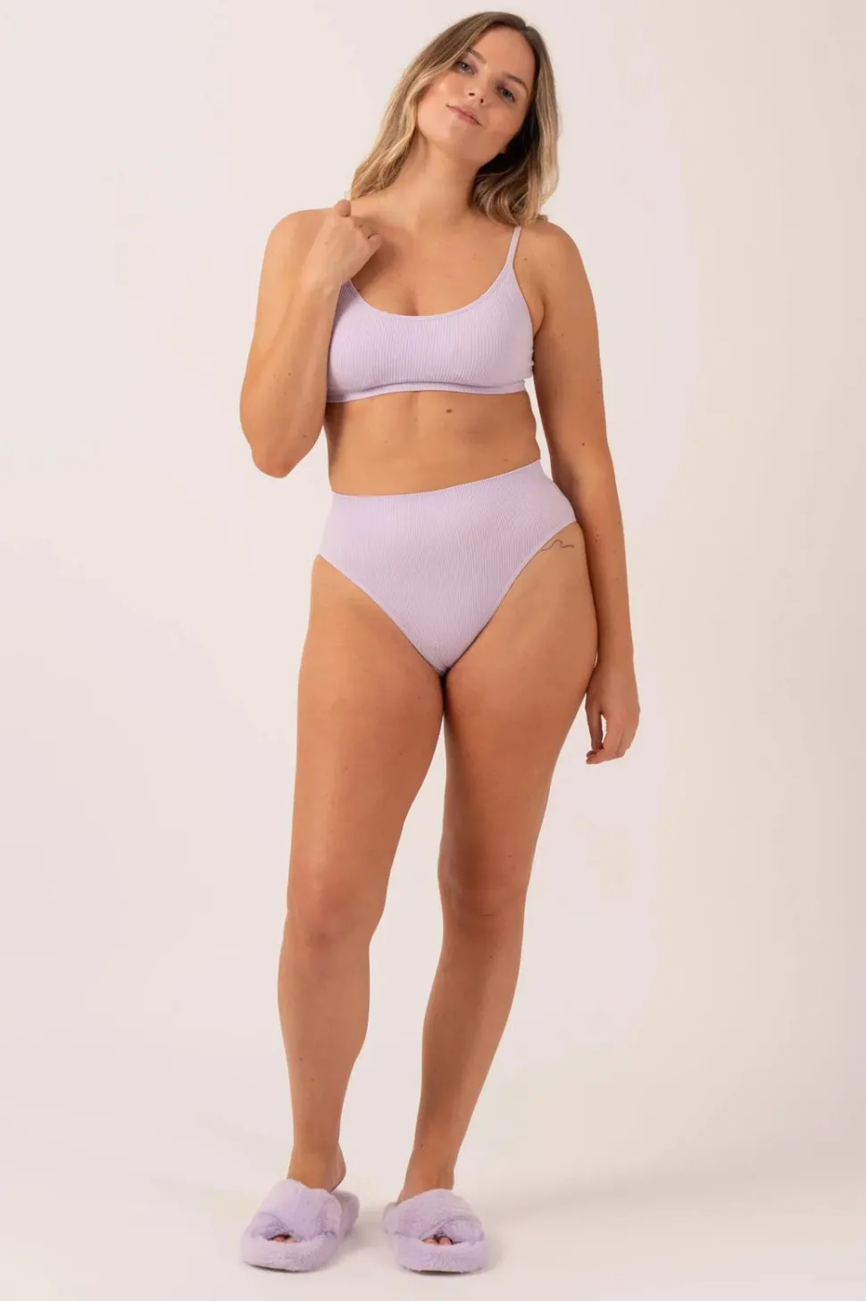 Pastel Lilac Rib Seam Free - Strappy Bralette