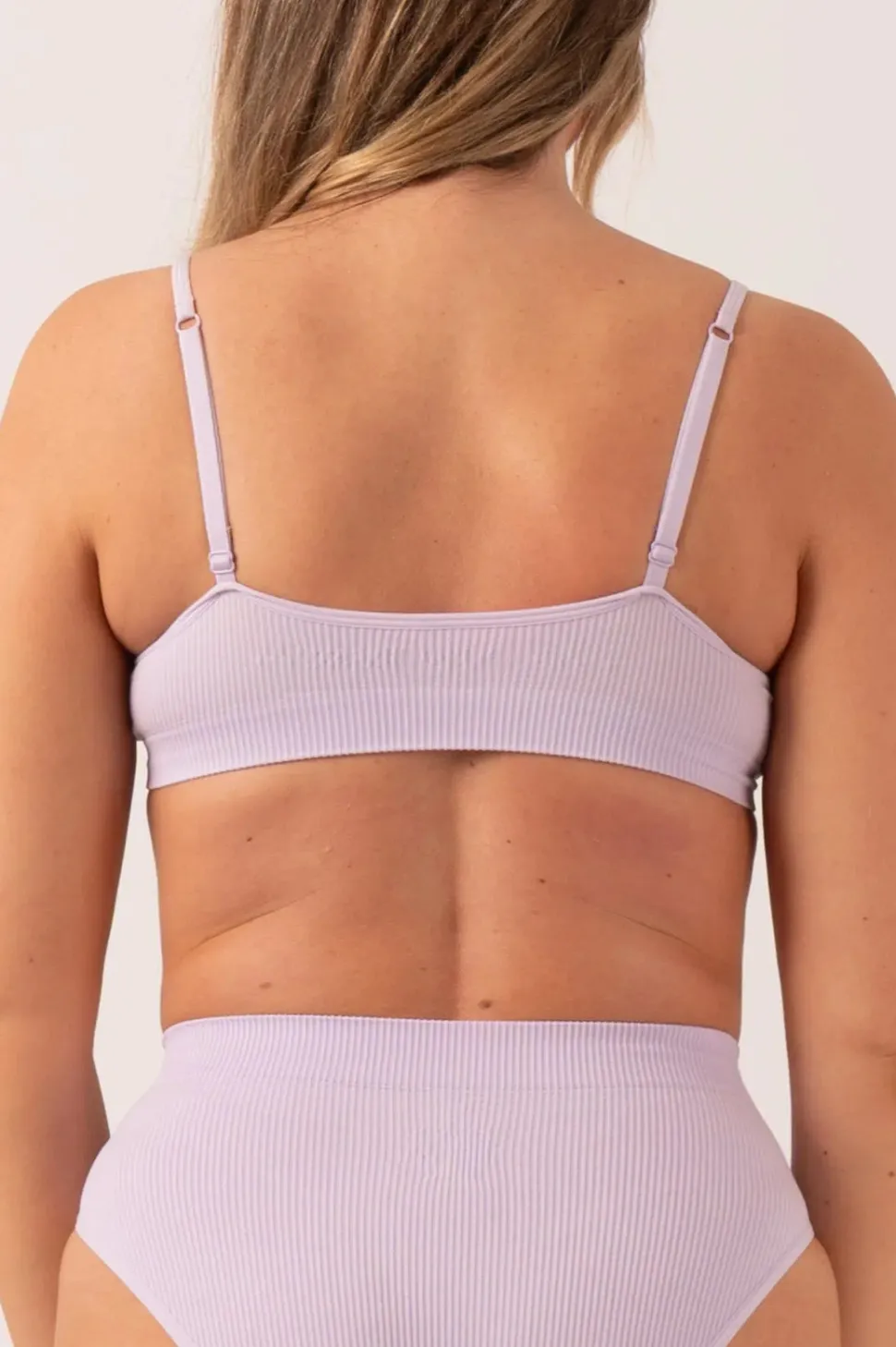 Pastel Lilac Rib Seam Free - Strappy Bralette
