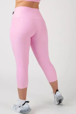 Pastel Pink Performance - Panel Pocket High Waisted Capri Leggings
