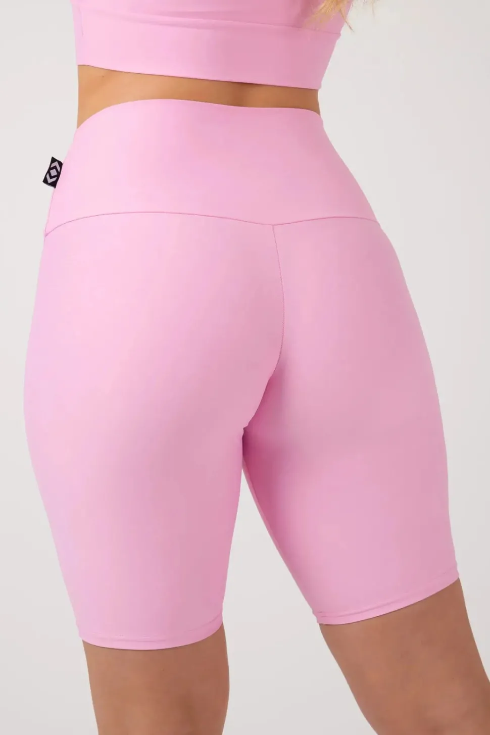 Pastel Pink Performance - High Waisted Long Shorts