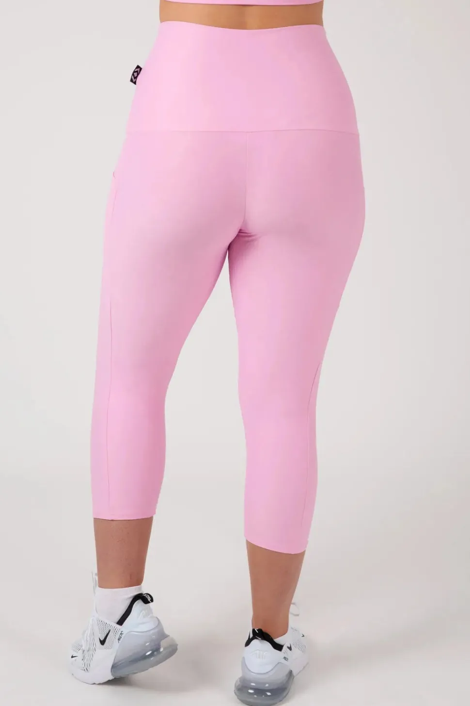 Pastel Pink Performance - Panel Pocket Extra High Waisted Capri Leggings