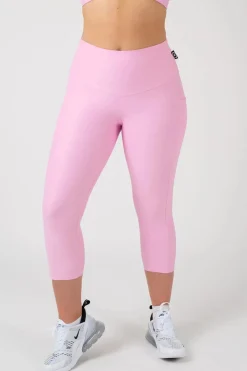 Pastel Pink Performance - Panel Pocket High Waisted Capri Leggings