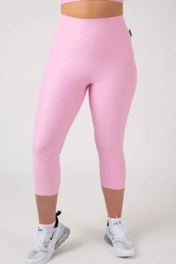 Pastel Pink Performance - Panel Pocket Extra High Waisted Capri Leggings