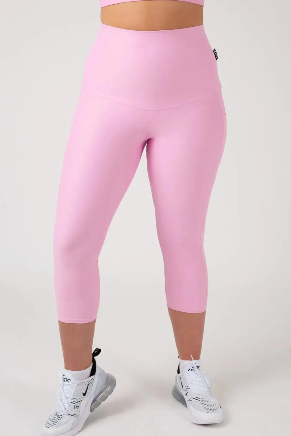 Pastel Pink Performance - Panel Pocket Extra High Waisted Capri Leggings