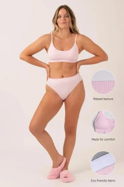 Pastel Pink Rib Seam Free - Strappy Bralette