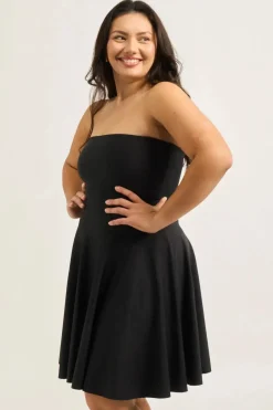 Performance Bandeau Comfort Crop Mini Dress - Black