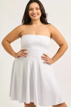 Performance Bandeau Comfort Crop Mini Dress - White