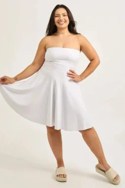 Performance Bandeau Comfort Crop Mini Dress - White