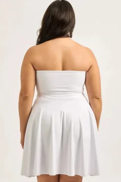 Performance Bandeau Comfort Crop Mini Dress - White