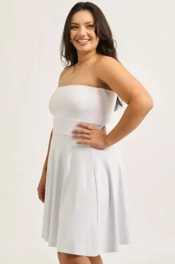 Performance Bandeau Comfort Crop Mini Dress - White