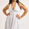 Performance Halter Comfort Crop Mini Dress - White