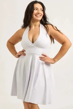 Performance Halter Comfort Crop Mini Dress - White