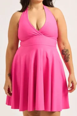 Performance Halter Comfort Crop Mini Dress - Candy Pink