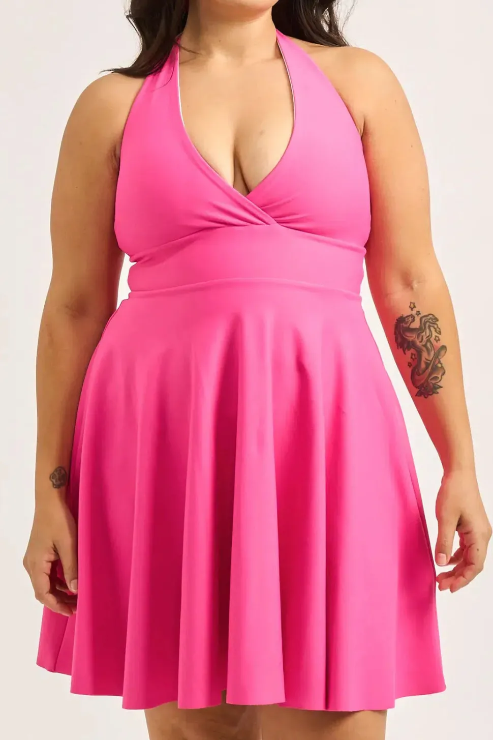 Performance Halter Comfort Crop Mini Dress - Candy Pink