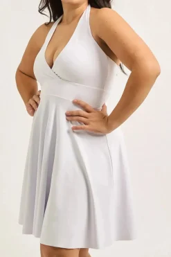 Performance Halter Comfort Crop Mini Dress - White