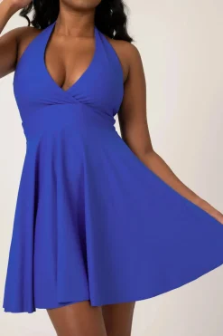 Performance Halter Comfort Crop Mini Dress - Electric Blue