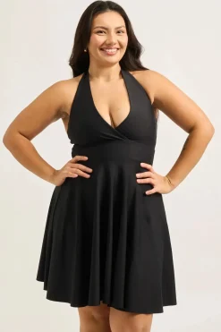 Performance Halter Comfort Crop Mini Dress - Black