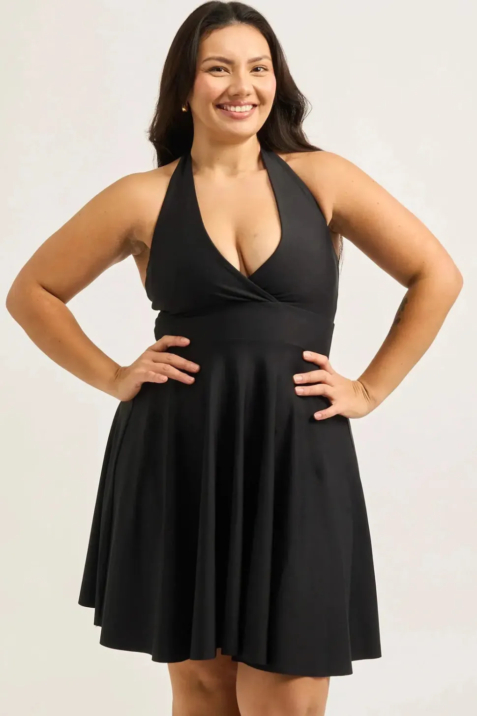 Performance Halter Comfort Crop Mini Dress - Black