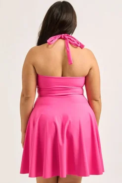 Performance Halter Comfort Crop Mini Dress - Candy Pink