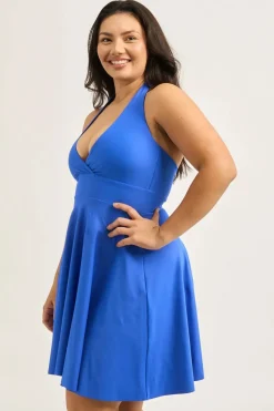 Performance Halter Comfort Crop Mini Dress - Electric Blue