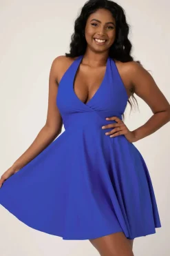 Performance Halter Comfort Crop Mini Dress - Electric Blue