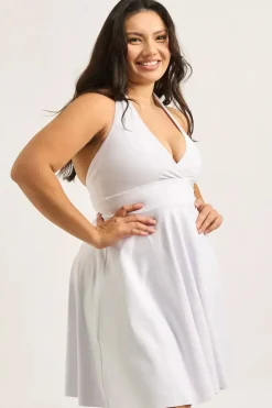 Performance Halter Comfort Crop Mini Dress - White