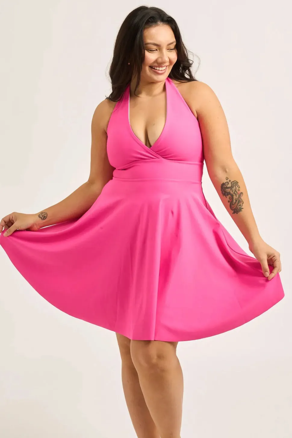 Performance Halter Comfort Crop Mini Dress - Candy Pink