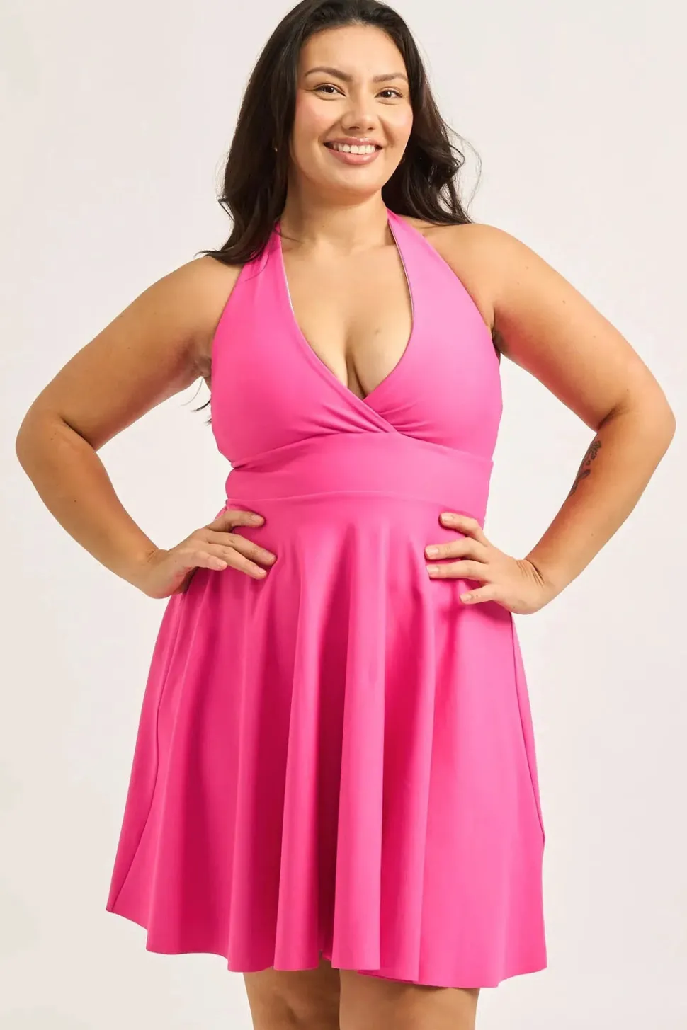 Performance Halter Comfort Crop Mini Dress - Candy Pink