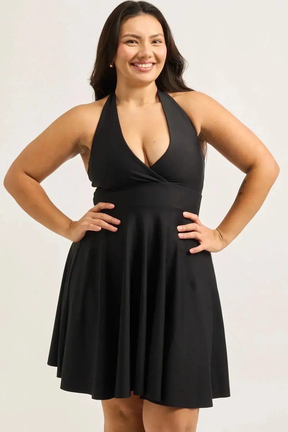 Performance Halter Comfort Crop Mini Dress - Black