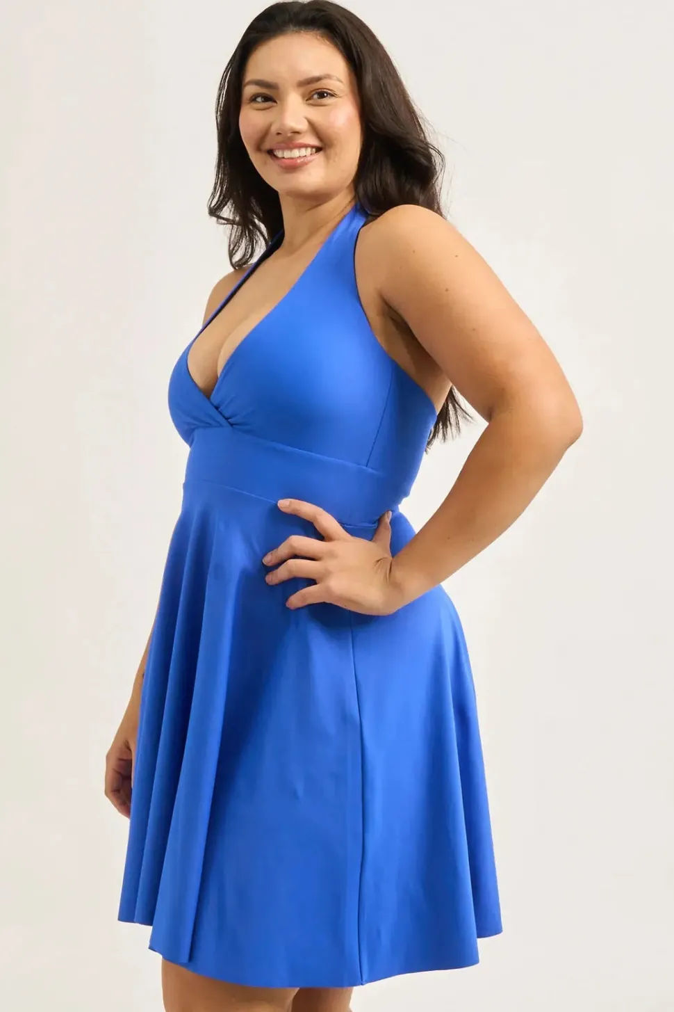Performance Halter Comfort Crop Mini Dress - Electric Blue