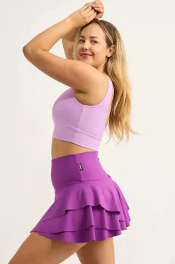 Performance High Waisted Ruffle Skort - Purple